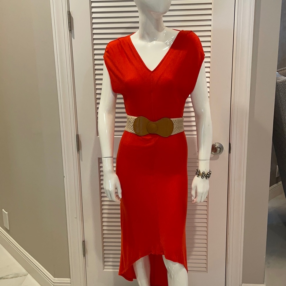 Fall Orange High-Low Hem Dress